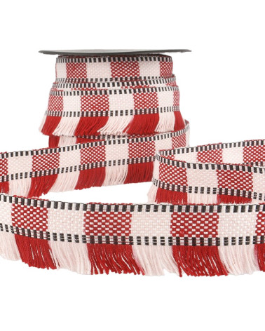 15m spool of Red striped fringe braid 35mm
