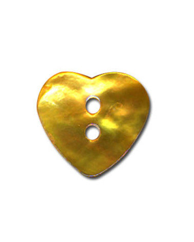 Mother-of-pearl button in the shape of a yellow heart