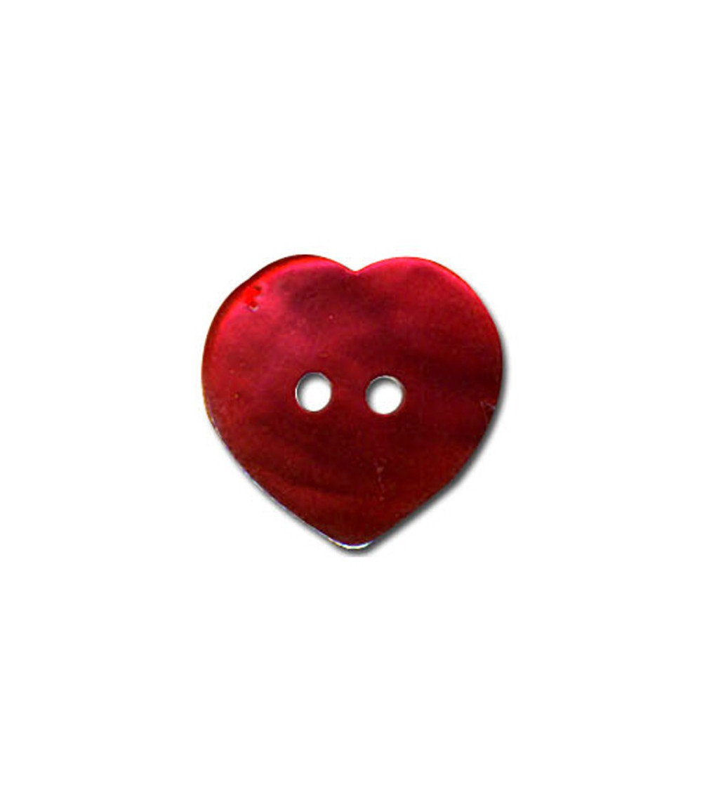 Bouton Nacre en forme de Coeur couleur Rouge