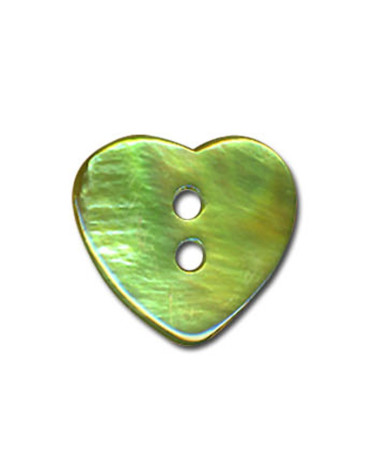 Mother-of-pearl button in the shape of a Jade-colored heart