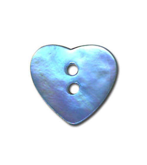 Bouton Nacre en forme de Coeur couleur Bleu