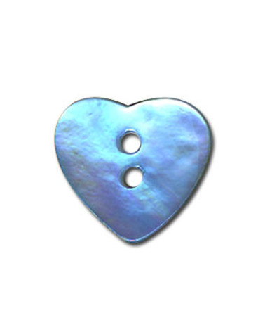 Bouton Nacre en forme de Coeur couleur Bleu