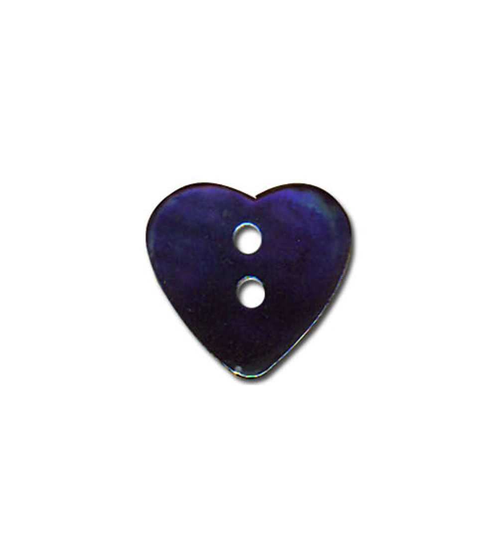 Bouton Nacre en forme de Coeur couleur Marine