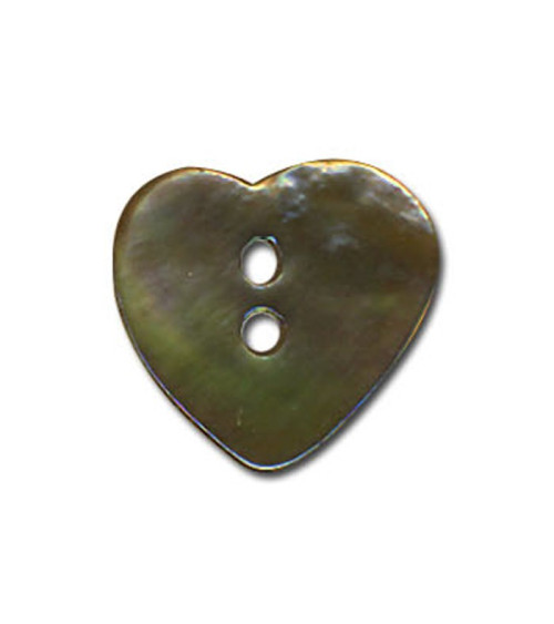 Khaki heart-shaped mother-of-pearl button