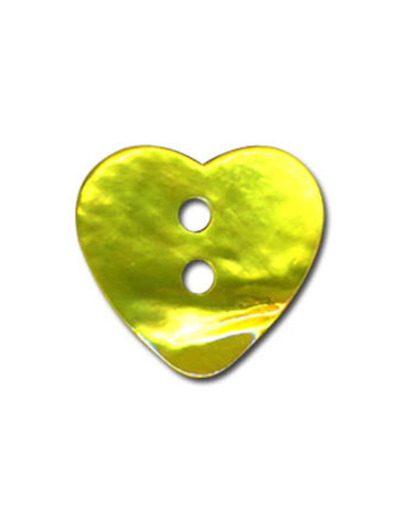 Heart-shaped mother-of-pearl button in anise green color