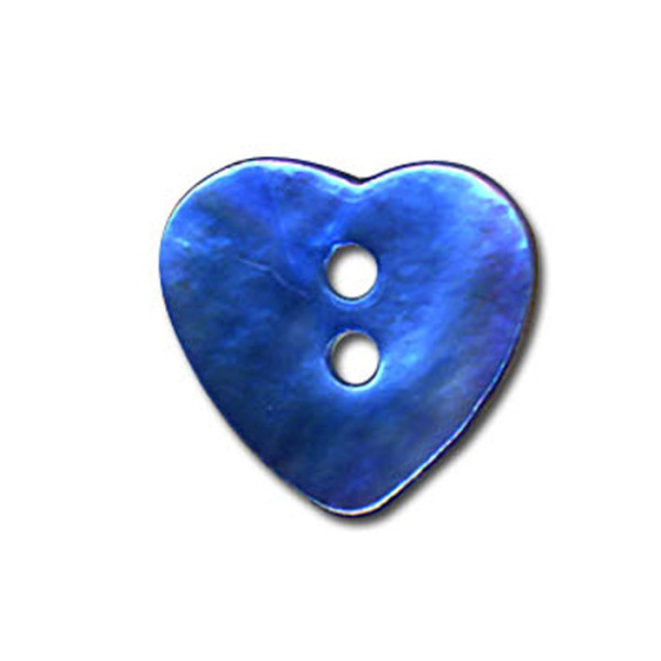 Bouton Nacre en forme de Coeur couleur Turquoise