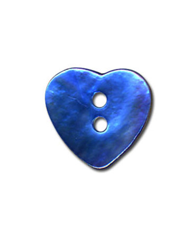 Bouton Nacre en forme de Coeur couleur Turquoise