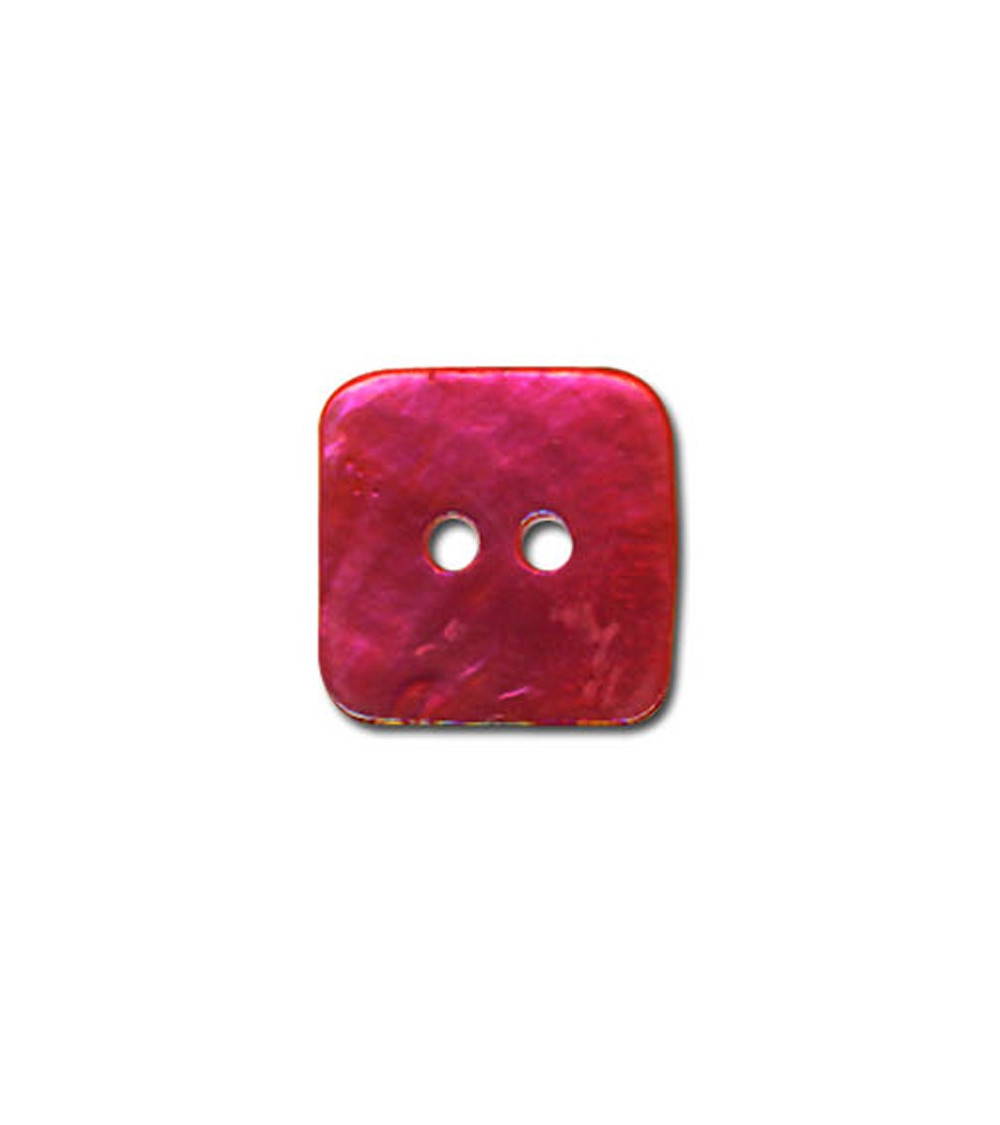 Square mother-of-pearl button in Fuchsia color