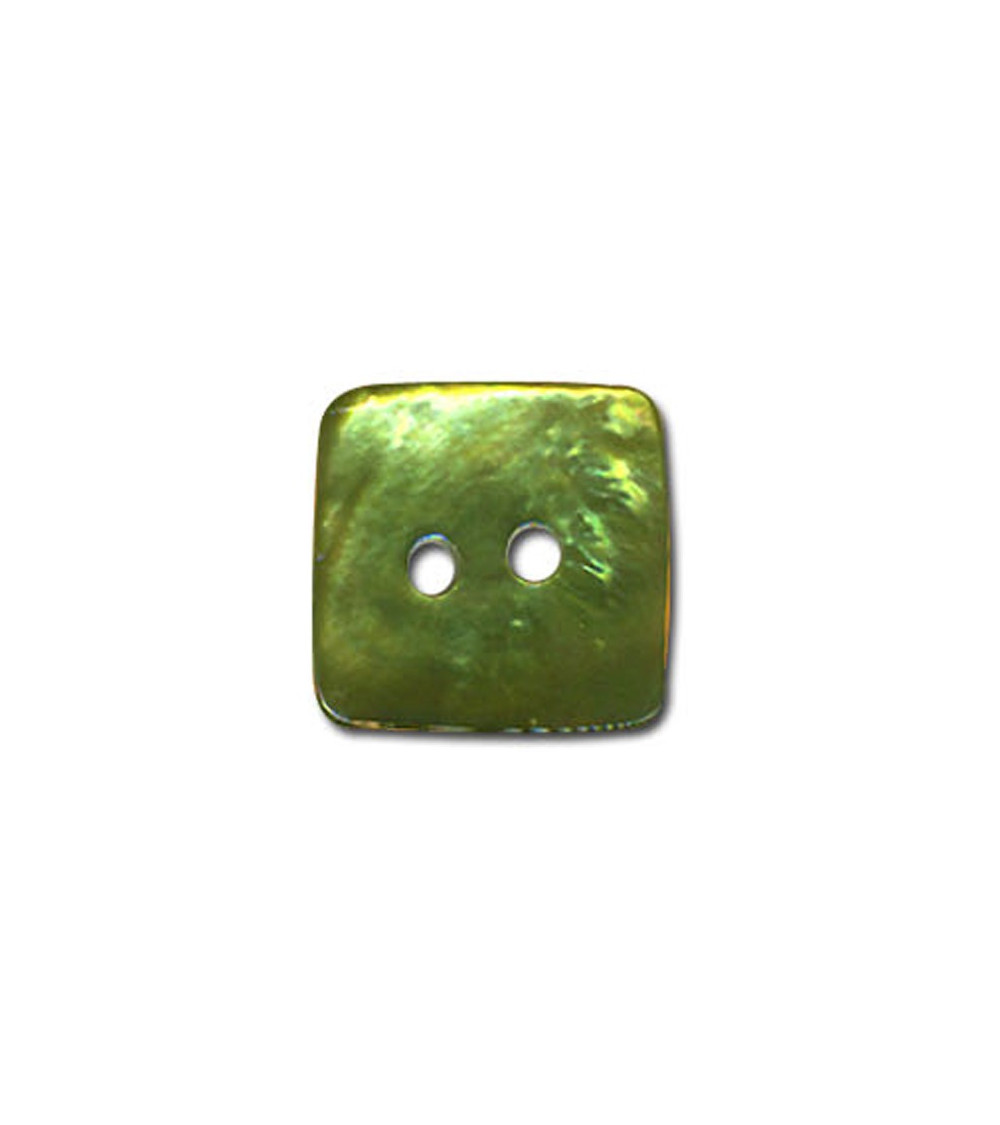 Jade-colored square mother-of-pearl button