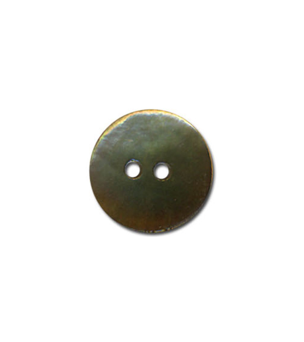 Khaki-colored mother-of-pearl button