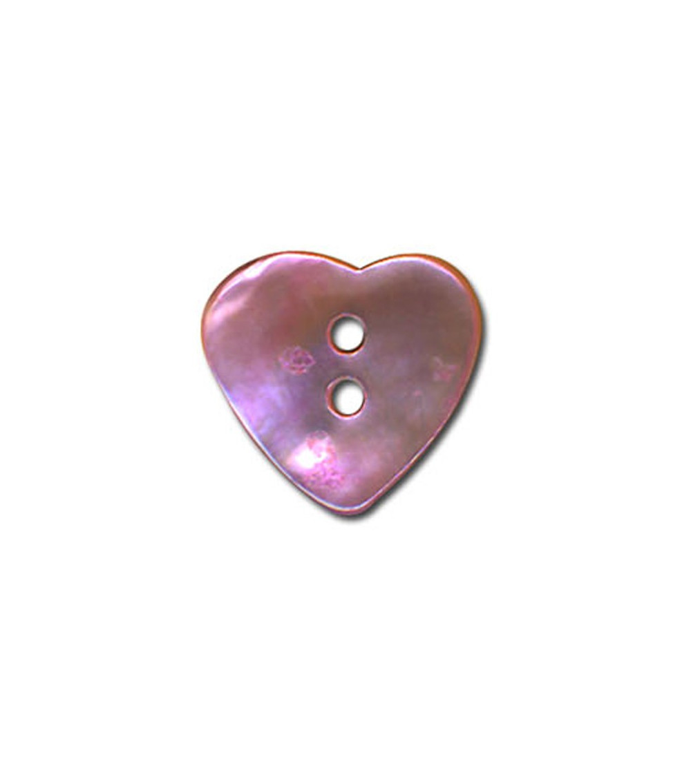 Bouton Nacre en forme de Coeur couleur Mauve