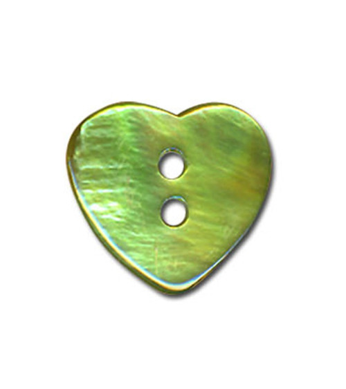 Mother-of-pearl button in the shape of a Jade-colored heart