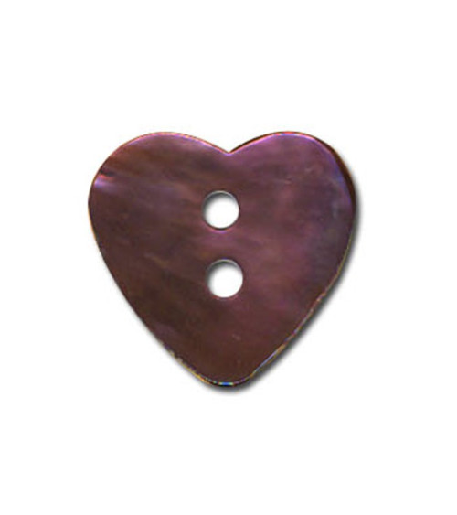 Mother-of-pearl button in the shape of a plum-colored heart