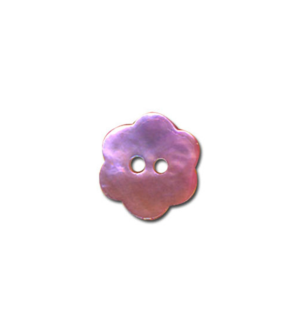 Bouton Fleur en Nacre couleur Mauve