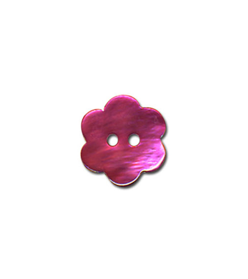 Bouton Fleur en Nacre couleur Fuchsia