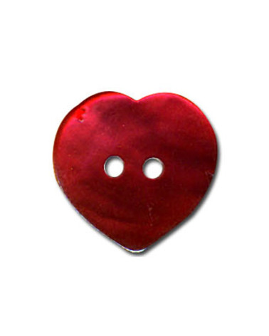Bottone in madreperla a forma di cuore rosso
