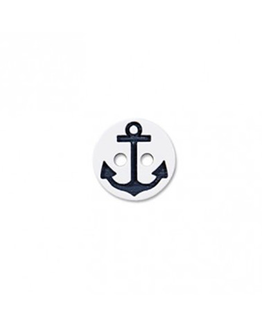 2-hole button, white/black marine anchor, 13cm