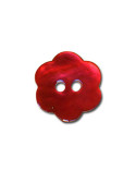 Bouton Fleur en Nacre couleur Rouge