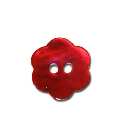 Bouton Fleur en Nacre couleur Rouge