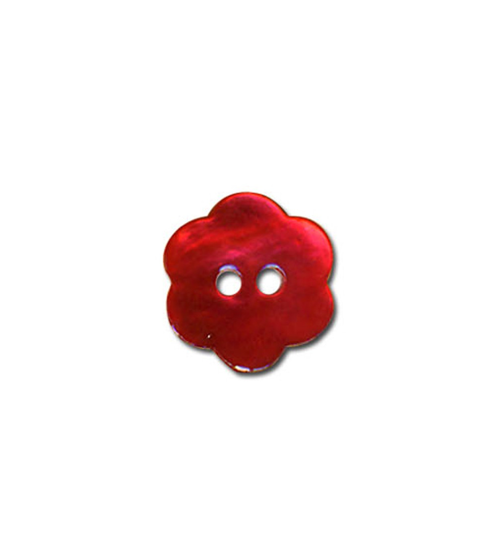 Bouton Fleur en Nacre couleur Rouge