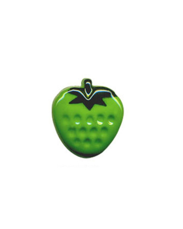 Strawberry shaped button in green color