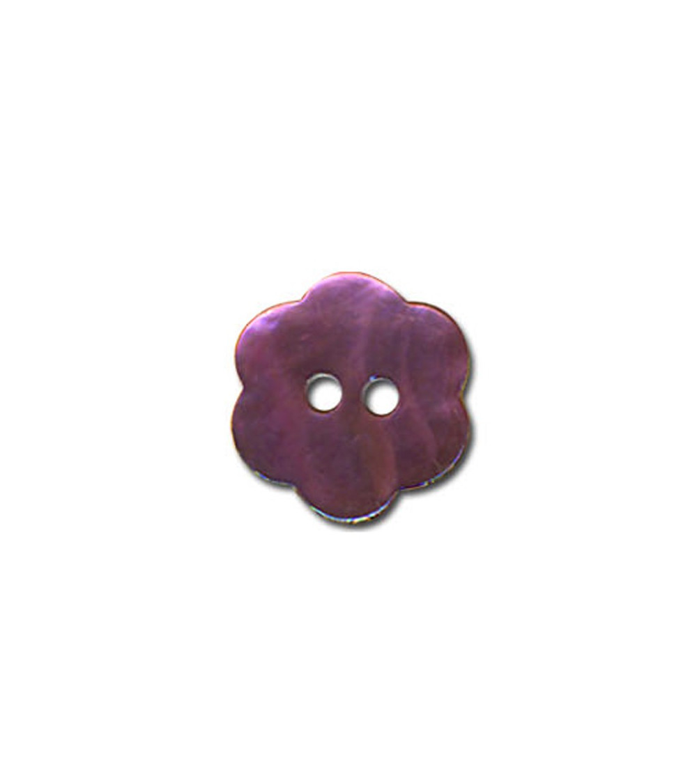 Bouton Fleur en Nacre couleur Prune
