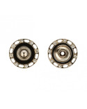 Lot de 6 boutonss pressions strass 24mm couleur noir et or