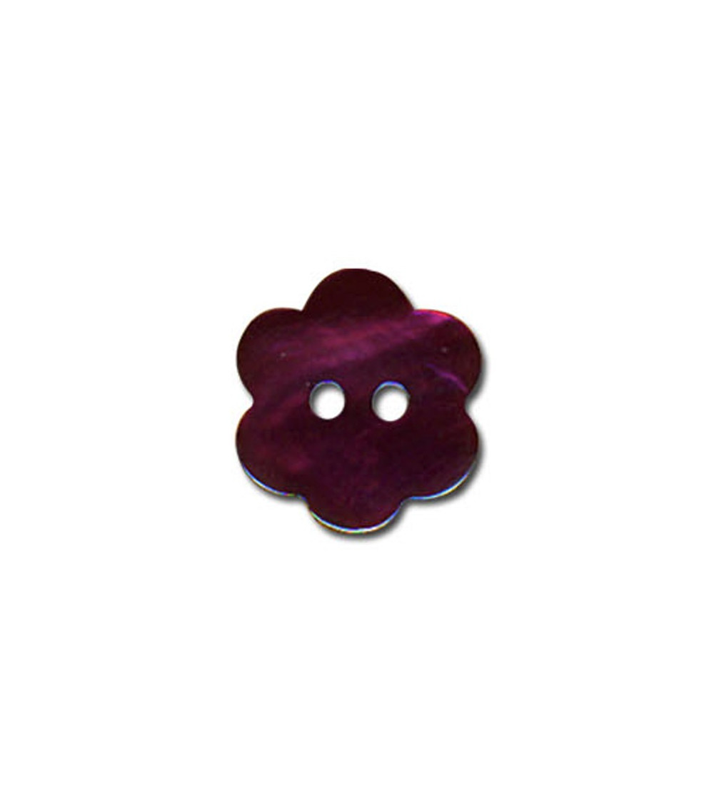 Bouton Fleur en Nacre couleur Bordeaux