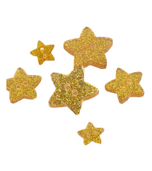 Yellow glittered star button 11cm