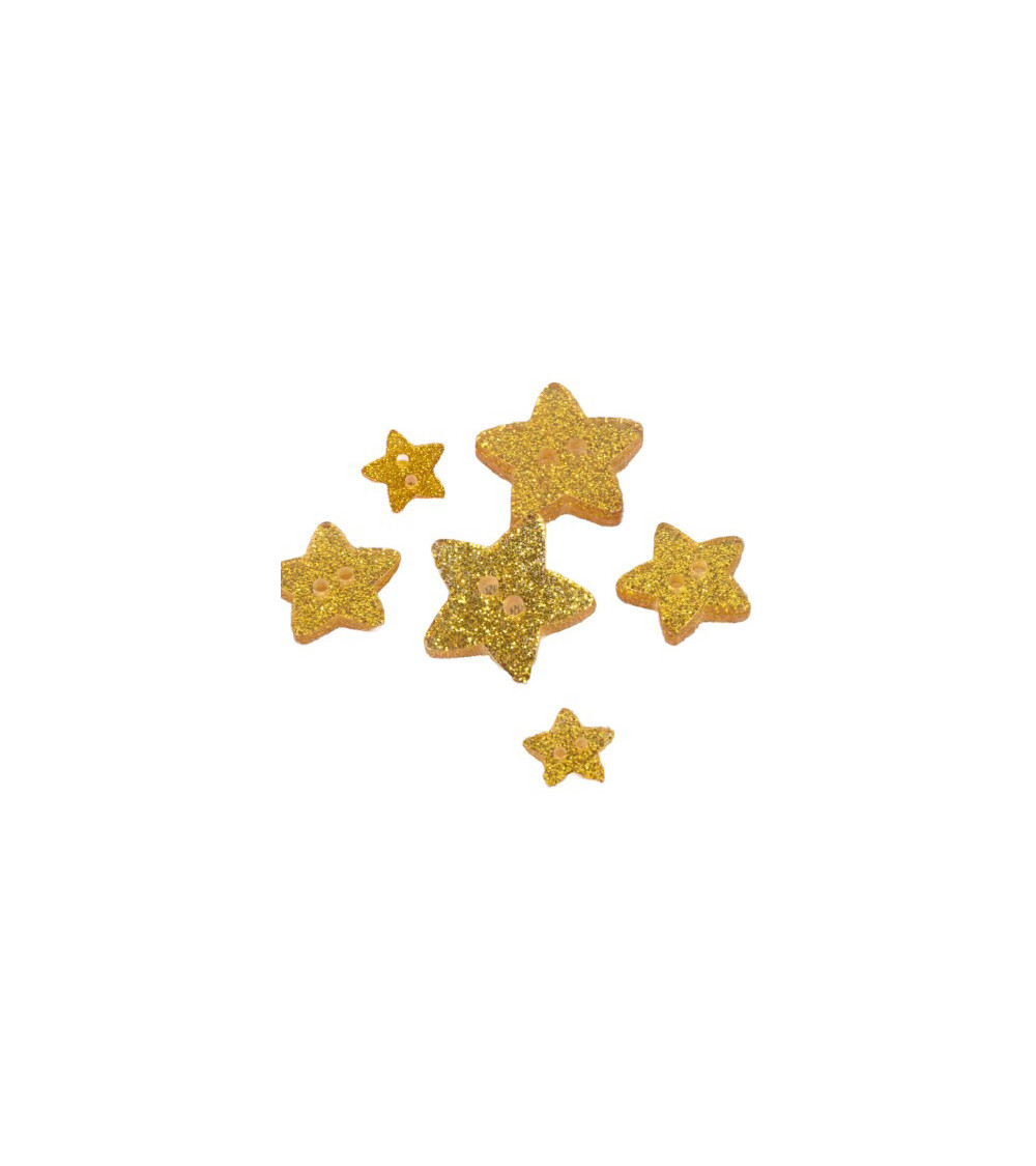 Yellow glittered star button 11cm