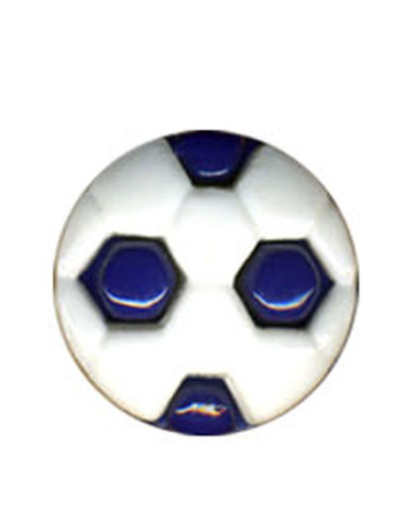 Marinefarbener Knopf in Form eines Fußballs