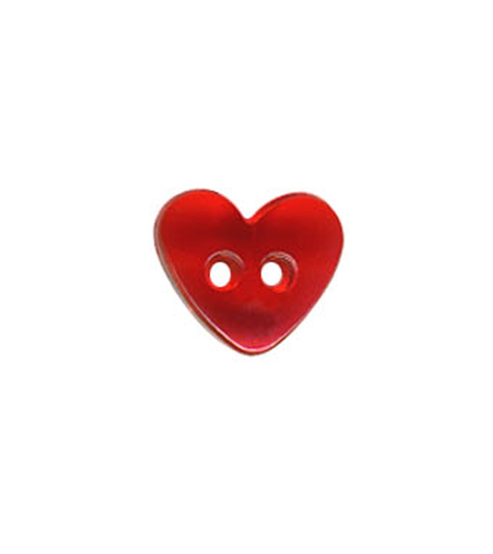 Bouton Coeur translucide couleur Rouge