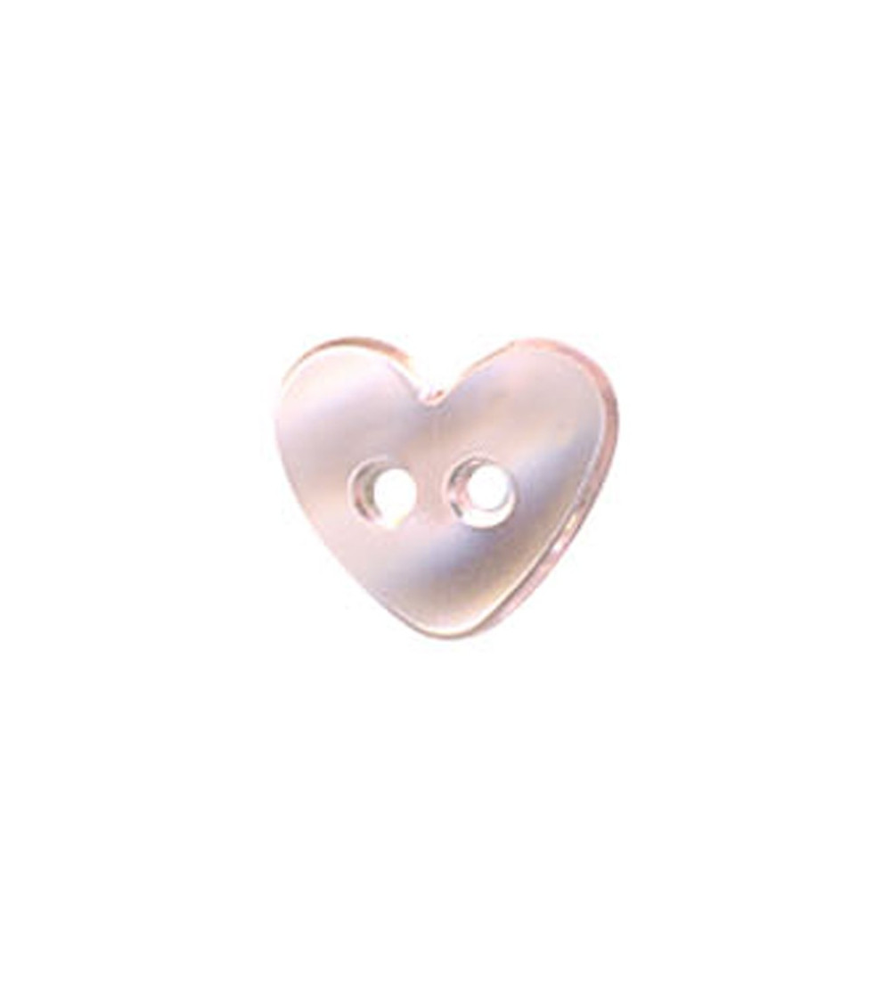 Bottone cuore rosa traslucido