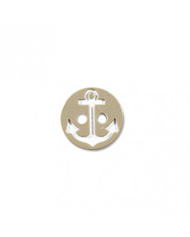2-Loch Knopf Marine Anker Beige/Weiß 13cm