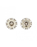 Lot de 6 boutonss pressions strass 24mm couleur ivoire