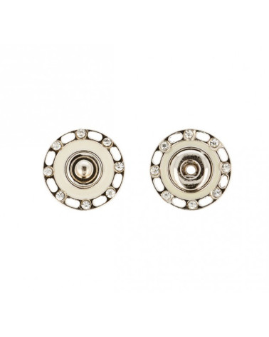Boutons pressions strass 24mm couleur ivoire