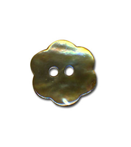 Mother-of-pearl flower button in khaki color