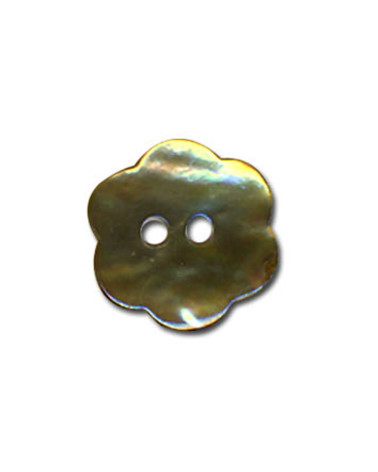 Mother-of-pearl flower button in khaki color