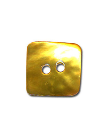 Square button in yellow mother-of-pearl