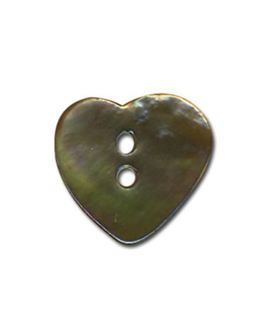 Khaki heart-shaped mother-of-pearl button
