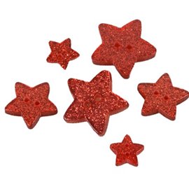 Bouton étoile paillettée rouge 11cm