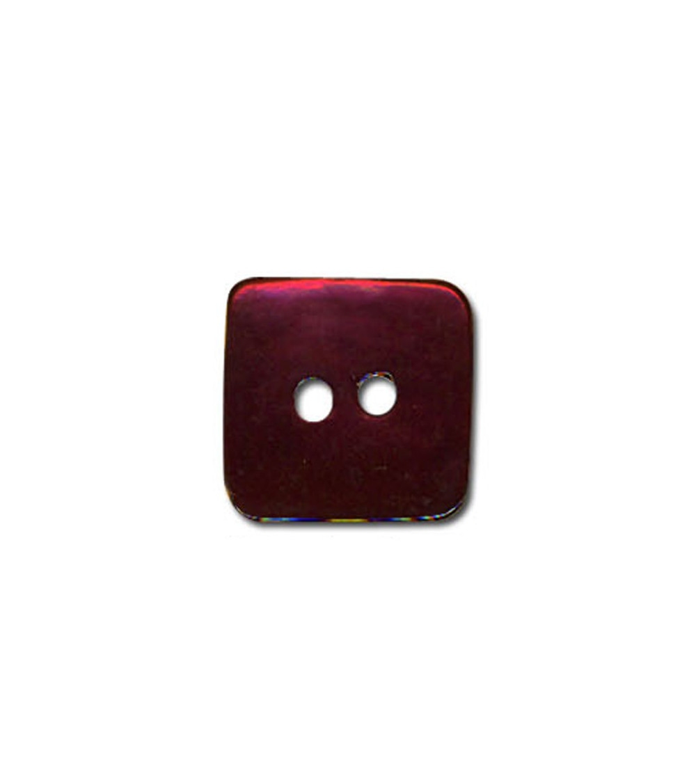 Square button in Bordeaux colored mother-of-pearl