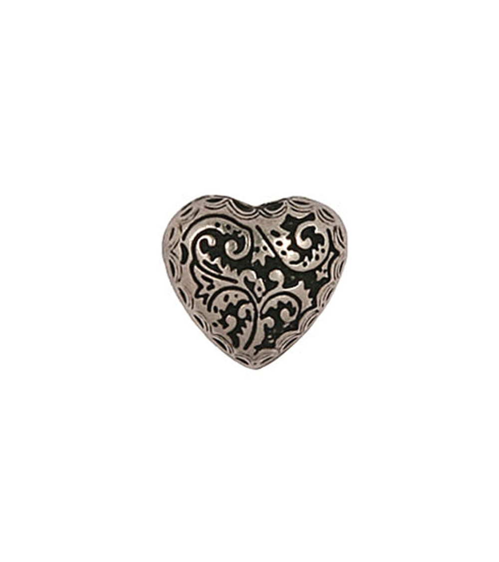 Silver metal heart button in size 15