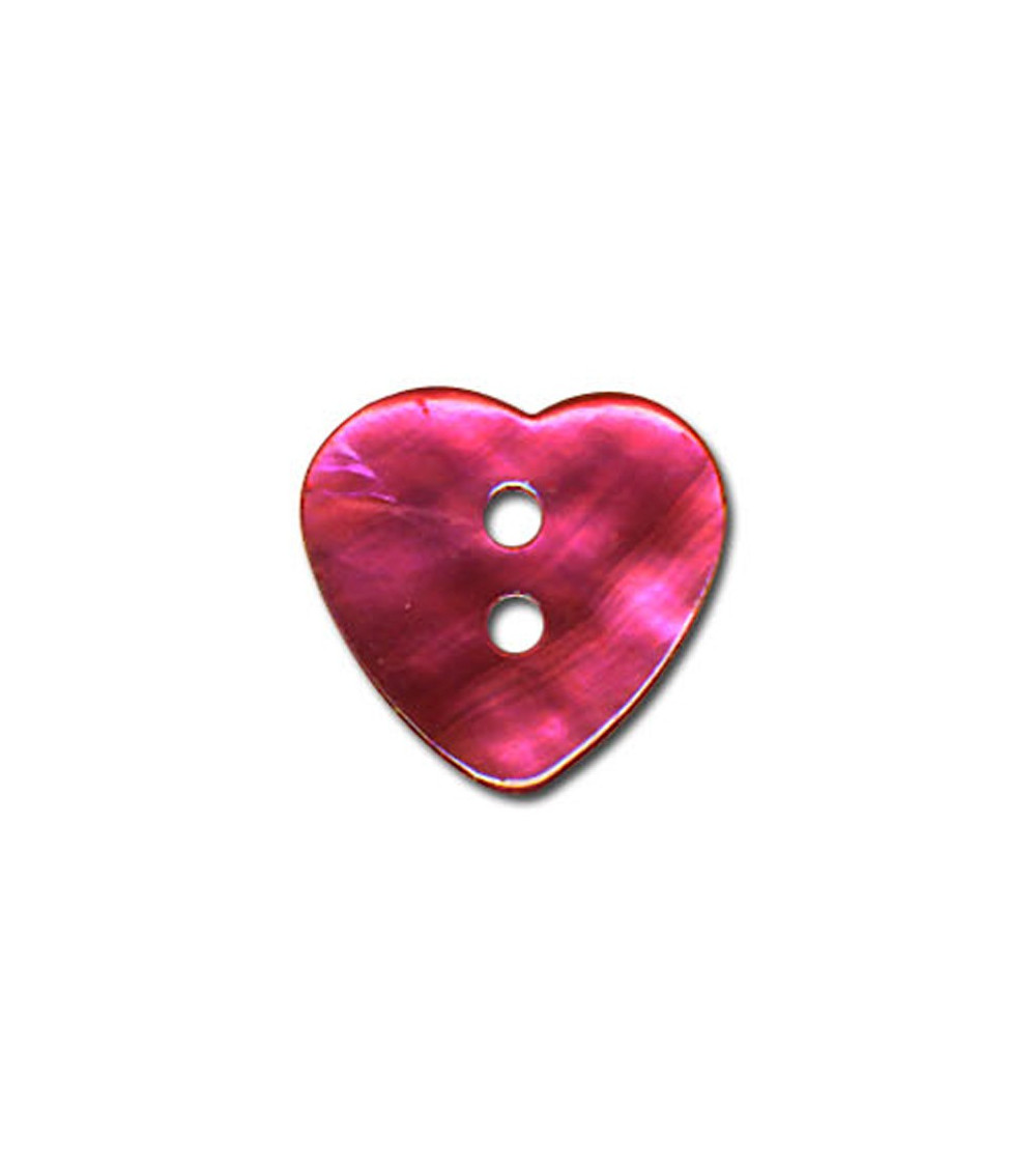 Bottone in madreperla a forma di cuore Fucsia