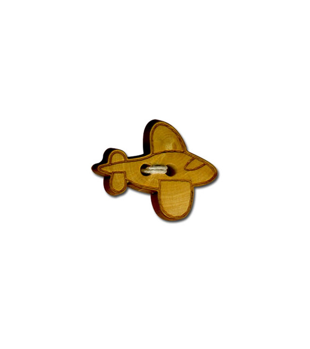 Airplane shaped button in natural material