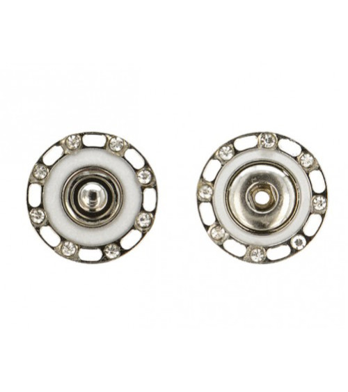 Boutons pressions strass 24mm couleur argent