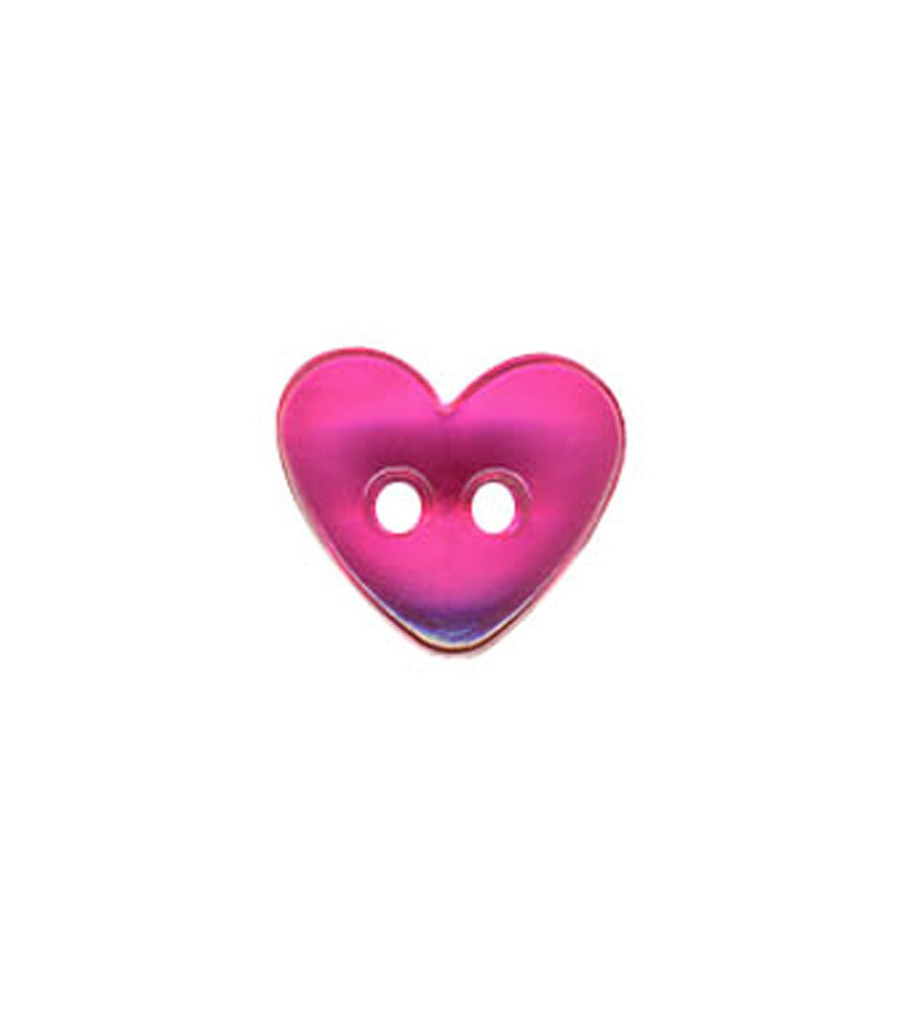 Bouton Coeur translucide couleur Fuchsia