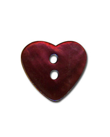 Heart-shaped mother-of-pearl button in Bordeaux color