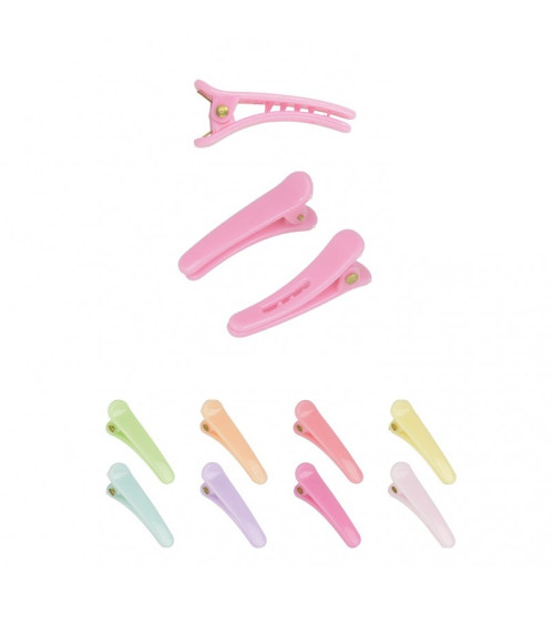 Lot 10 de pinces crocodiles plastique 35mm multicolore pastel