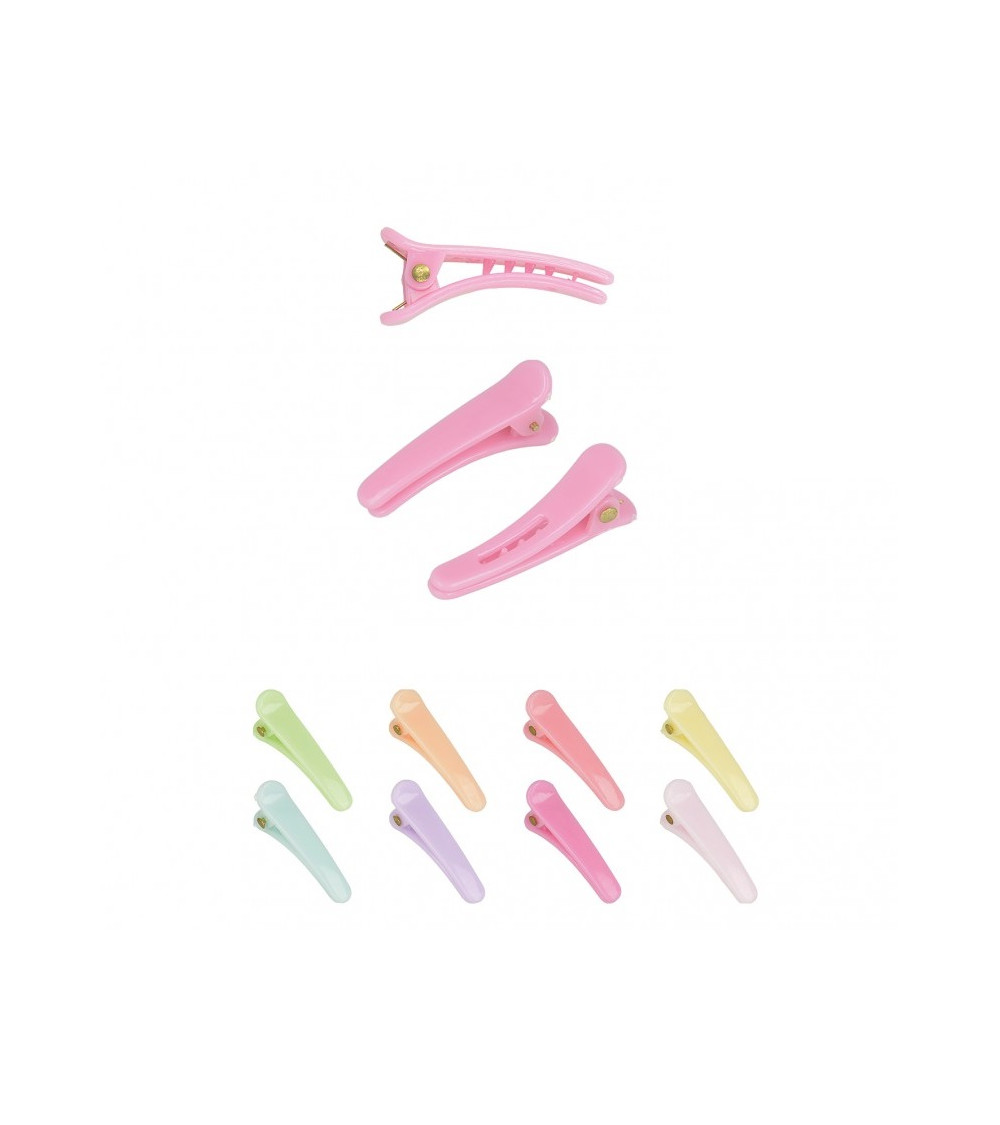 Lot 10 de pinces crocodiles plastique 35mm multicolore pastel